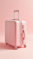 generative ai illustration of a pink suitcase on pink background