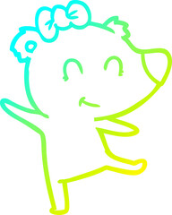 cold gradient line drawing female bear cartoon