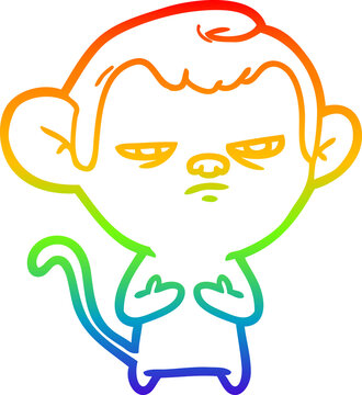 recommend clip art: rainbow gradient line drawing cartoon monkey