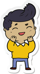 Obraz premium sticker of a cartoon man laughing