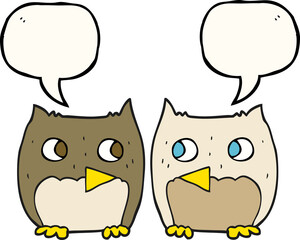 cute speech bubble cartoon owls
