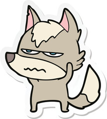 sticker of a cartoon annoyed wolf