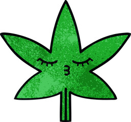 retro grunge texture cartoon marijuana leaf