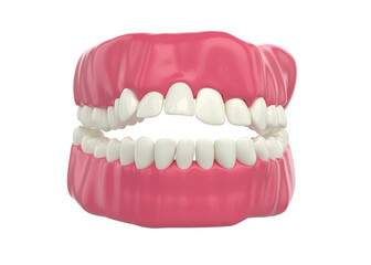 Crowded teeth, abnormal dental occlusion. 3D illustration for medically accurate teeth