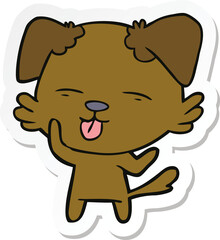 Fototapeta premium sticker of a cartoon dog sticking out tongue