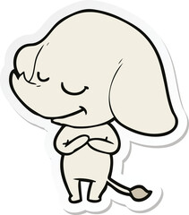 sticker of a cartoon smiling elephant