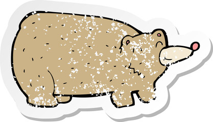 retro distressed sticker of a funny cartoon bear