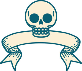 tattoo with banner of a skull