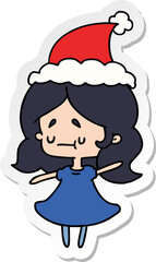 christmas sticker cartoon of kawaii girl