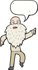 cartoon stressed old man with speech bubble