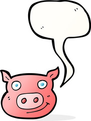 cartoon pig face with speech bubble