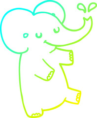 cold gradient line drawing cartoon dancing elephant
