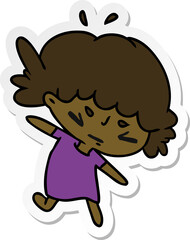 sticker cartoon of a cute kawaii girl