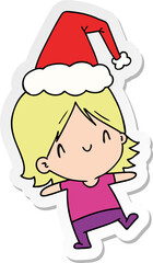 christmas sticker cartoon of kawaii girl
