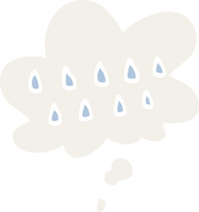 cartoon rain and thought bubble in retro style
