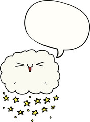 happy cartoon cloud and speech bubble