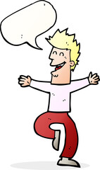cartoon laughing man with speech bubble