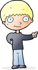 cartoon happy boy pointing
