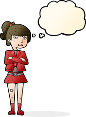 cartoon cool girl with thought bubble