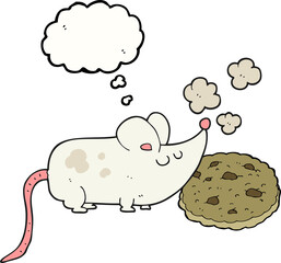 cute thought bubble cartoon mouse and cookie
