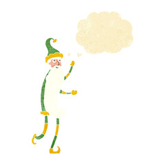 cartoon skinny santa with thought bubble