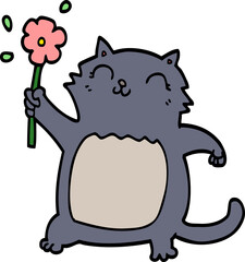 cartoon cat with flower