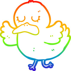 rainbow gradient line drawing cartoon duck