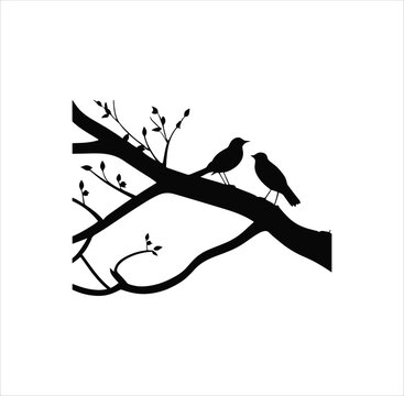 Two Birds Silhouette Vector Art.