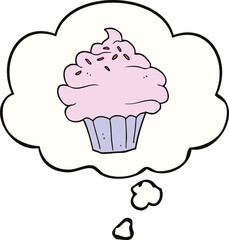 cartoon cupcake and thought bubble
