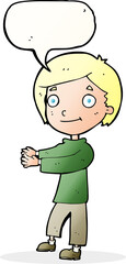 cartoon happy boy with speech bubble