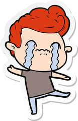 Obraz premium sticker of a cartoon man crying