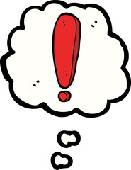 cartoon exclamation mark with thought bubble