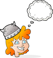 thought bubble cartoon female viking face