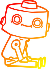warm gradient line drawing cartoon robot