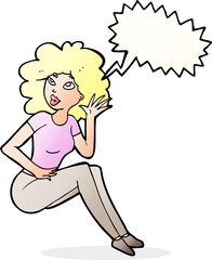 cartoon woman listening with speech bubble