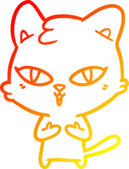warm gradient line drawing cartoon cat