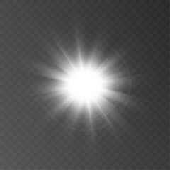 The vector sun shines with a cold translucent light. Gradient