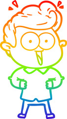 rainbow gradient line drawing cartoon excited man