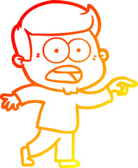 warm gradient line drawing cartoon shocked man
