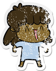 distressed sticker of a cartoon woman