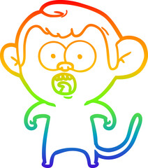 rainbow gradient line drawing cartoon shocked monkey