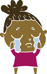 flat color style cartoon crying woman