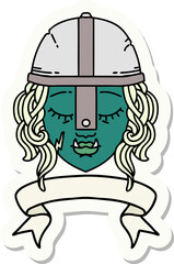 orc fighter character face with banner sticker