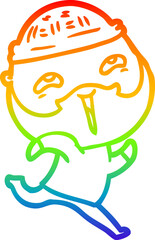 rainbow gradient line drawing cartoon happy bearded man