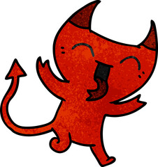 textured cartoon of cute kawaii red demon