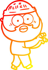 Fototapeta premium warm gradient line drawing cartoon bearded man grasping