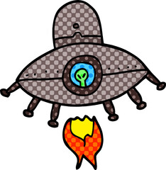 cartoon doodle alien spaceship