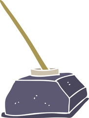 flat color style cartoon old ink pot and pen