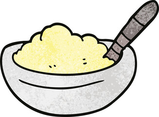 cartoon doodle bowl of mashed potato