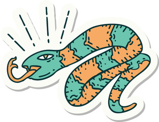 sticker of tattoo style hissing snake